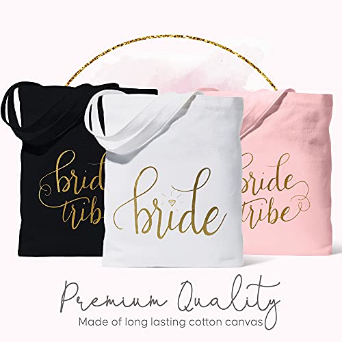 11 Piece Set of Bride and Bride Tribe/Bridesmaid Tote Bags for