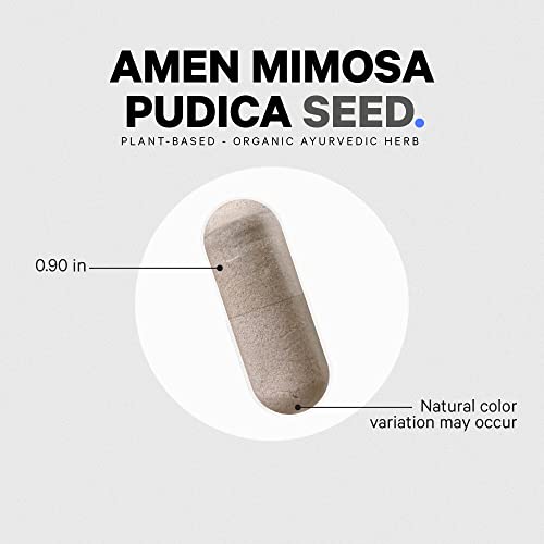 Amen Organic Mimosa Pudica Seeds Capsules, 2 Month Supply, Vegan Mimosa Pudica Seed Plant Supplement - Mimosine Sensitive Plant Pills - Fat Soluble Dietary Supplement - Non-GMO & Vegan - 120 Capsules