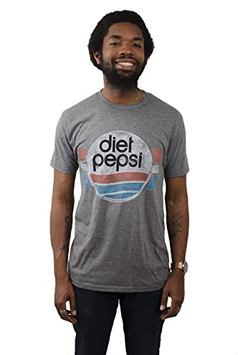 Tee Luv Diet Pepsi Shirt - Retro Pepsi Logo Graphic Tee (Graphite Heather) (L)