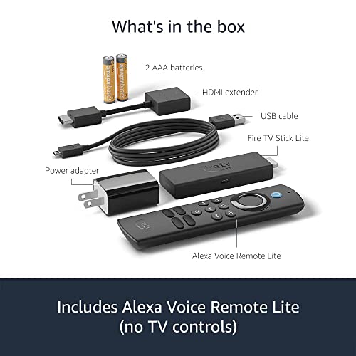 Amazon Fire TV Stick Lite, free and live TV, Alexa Voice Remote Lite, smart home controls, HD streaming