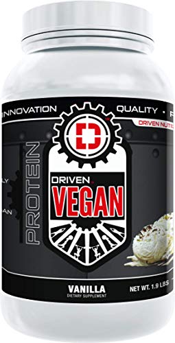 Driven Vegan Protein Powder (2 lbs) - 100% Plant-Based, Essential Amino Acids + Antioxidant-Rich Superfoods - Clean, Non-Dairy, High-Fiber - Build Muscle & Burn Fat - Post-Workout Recovery- Vanilla