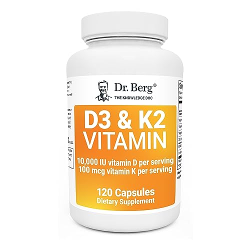 Dr. Berg's Vitamin D3 K2 w/MCT Oil - Includes 10,000 IU of Vitamin D3, 100 mcg MK7 Vitamin K2, Purified Bile Salts, Zinc & Magnesium for Ultimate Absorption - K2 D3 Vitamin Supplement - 120 Capsule