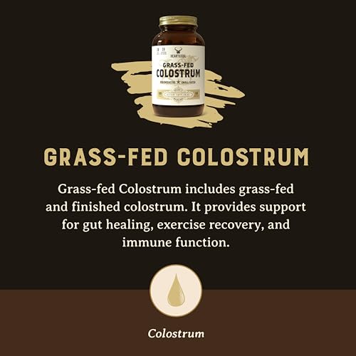 HEART & SOIL Grass-Fed Colostrum (180 Capsules) – Dietary Supplement for Skin Health & Exercise Recovery-Non-GMO, Allergen-Free Colostrum Supplement for Immune Support, Gut Health, & More