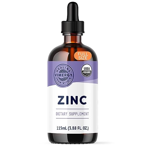 Vimergy Organic Liquid Zinc, 57 Servings – Alcohol Free Zinc Sulfate – Supports Immune Health & Metabolism – Antioxidant – Gluten-Free, Non-GMO, Kosher, Vegan & Paleo Friendly (115 ml)