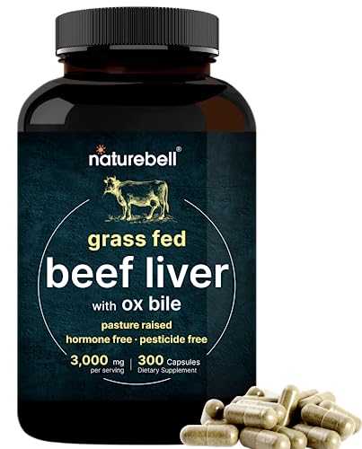 Grass Fed Beef Liver Capsules with Ox Bile, 3000mg Per Serving 300 Count | Natural Iron, Vitamin A & B12 for Energy Production, Support Detoxification, Digestion & Immunity | Hormone & Pesticide Free