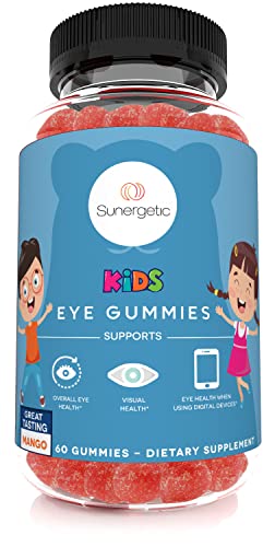 Sunergetic Premium Eye Support Gummies for Kids - Lutein with Zeaxanthin Supports Overall Eye Health, Vision & Macular Health - Lutein & Zeaxanthin Gummies with Lutemax 2020-60 Gummies