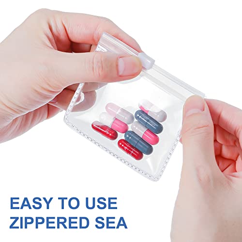 Pill Pouches Reusable Clear Zippered Pill Bag, Transparent PVC Toiletry Carry Pouch, 180 Pcs Waterproof Labels Stickers Travel Organizer Storage with Slide Lock for Pills Small Items (26 Pcs)