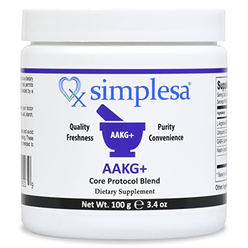 SIMPLESA NUTRITION – AAKG+ Core Powder, Arginine to Alpha Ketoglutarate 1:1 ratio, Increases Energy, Reduces Muscle Fatigue, Plus Ubiquinol (CoQ10), GABA (Gamma Aminobutyric Acid) and Niacin (Non-Flush), 360 gr.