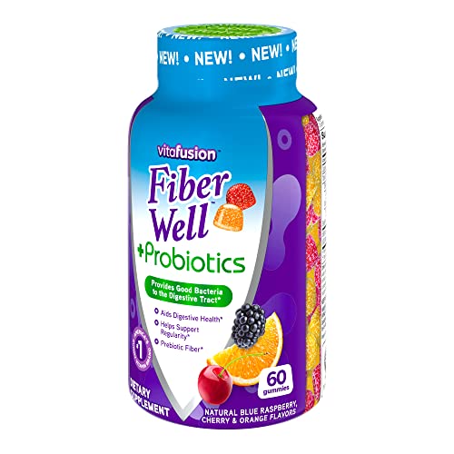 Vitafusion Fiber Well + Probiotics Gummies for Adults, 60 Count