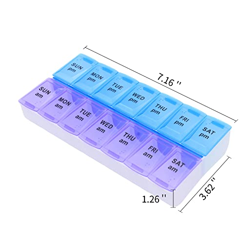 7 Day Weekly Pill AM PM Organizer, ShysTech Large Pill Case Pill Box for Pills/Vitamin/Supplements/Medication