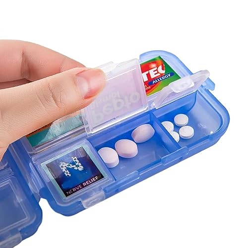 5PCS Pocket Pharmacy Travel Pill Case with Optional Medicine Stickers Labels, Pill Box Pill Organizer with Labels, Pill Container with Pill Stickers Medication Labels with 10 Compartments (5pcs/Set)