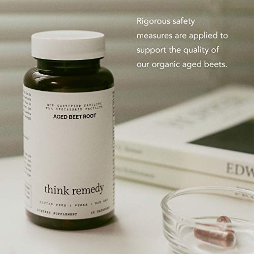 Think Remedy Aged Beet Root Capsules - Beet Pills for Stamina - Organic Beet Root Powder - Nitric Oxide Supplement - Nitrate No Sugar - 30 Capsules - Beet Root Supplement