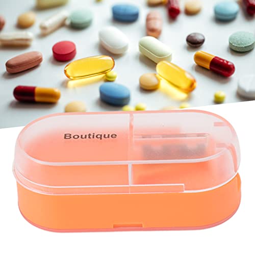 Vakitar Pill Cutter and Splitter with Storage Function Portable Pocket Medicine Storage Box can Cut Pills Vitamin Pills Travel Size (Orange)