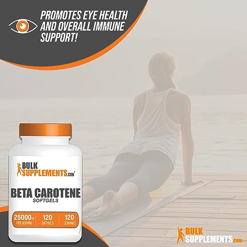 BULKSUPPLEMENTS.COM Beta Carotene 25000 IU Softgels - Vitamin A Supplement, Beta Carotene Supplements, Beta Carotene Pills - Gluten Free, 1 Beta Carotene Softgel per Serving, 120 Softgels