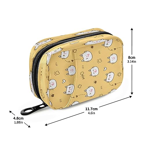 Flradish Cartoon Cat Face Weekly Pill Organizer Portable Removable 7-Day Travel Zippered Pill Case Purse Pill Box Organizer for Vitamins Pills Supplements