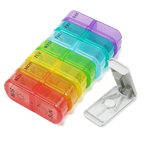 Weekly Pill Organizer 2 Times a Day Morning Night Travel Pill Case Organizer 7 Day AM PM Pill Box Organizer Day Night Vitamin Organizer Pill Contanier 2 Week Pill Holder Sorter Medicine Supplement