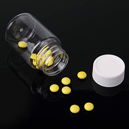 Lamoutor 18Pcs Clear Pill Bottle Plastic Medicine Bottle Empty Reagent Bottle Chemical Containers with Caps for Liquid Solid Powder Medicine 80ML