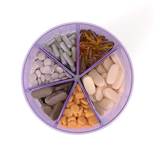 Ezy Dose Vitamin Organizer, 6 Large Compartments for Monthly, 30-Day Storage, Colors may vary