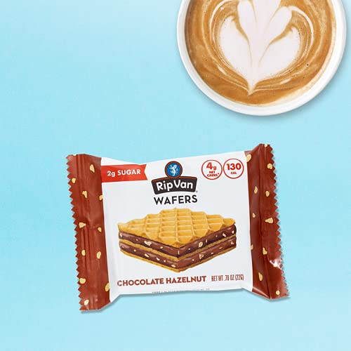 Rip Van Chocolate Hazelnut Wafer Cookies - Keto - Non-GMO - Healthy Snacks - Low Carb & Low Sugar (2g) - Low Calorie - Vegan - 16 Count
