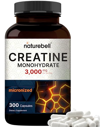 Creatine Monohydrate 3,000mg Per Serving, 300 Capsules – Micronized – Unflavored Creatine Pills – Support Pre Workout & Healthy Muscle – Easily Absorbed, Easy to Swallow (50 Servings)