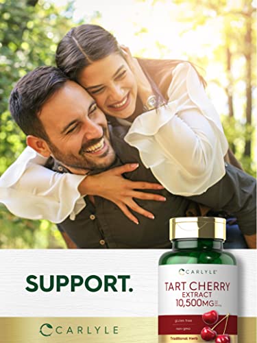 Carlyle Tart Cherry Capsules | 10,500mg | 200 Pills | Max Potency | Non-GMO, Gluten Free | Tart Cherry Juice Extract