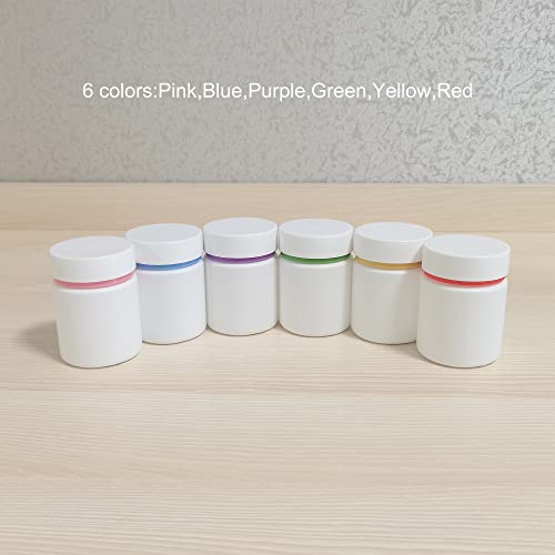 ePizdiz Colorful Empty Plastic Pill Bottle Organizer with Labels Medicine Vitamin Bottle Chemical Containers with Caps,6pcs (100ml)