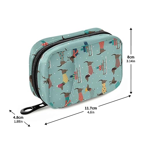 Dachshunds Dog Travel Pill Organizer Case Cute Medicine Organizer Travel Pillbox Portable Pill Container for Fish Oils Vitamin Holder Supplement Travel Gifts