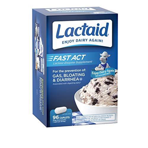 Lactaid Fast Act Lactose Intolerance Relief Caplets with Lactase Enzyme, 96 Count