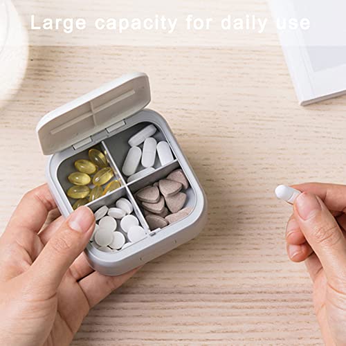 Small Pill Case, Cute Pill Box - Acedada Travel Daily Pill Organizer, Portable Pretty Pill Container for Purse Pocket, Compact Medicine Holder for Vitamins, Fish Oils, Supplements, White