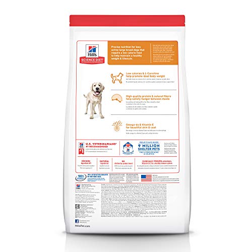 Hill's Science Diet Dry Dog Food, Adult, Large Breed, Light, Chicken Meal & Barley Recipe For Healthy Weight & Weight Management, 30 lb. Bag