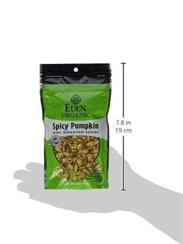 Eden Organic Dry Roasted Seeds, Spicy Pumpkin, 4-Ounce Resealable Bags (Pack of 15)