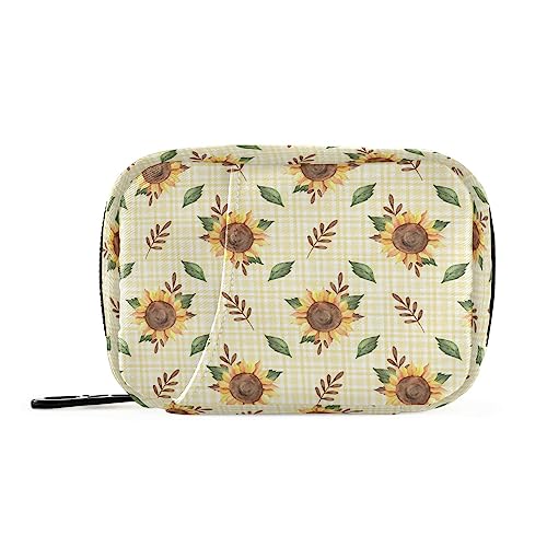 Naanle Watercolor Sunflower Pill Box 7 Day Pill Case Bag Travel Medicine Pill Case Pill Organizer Bag with Zipper Portable Weekly Case Compact Size for Vitamin Supplement Holder