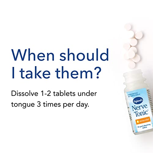 Hyland's Naturals Nerve Tonic Stress Relief Tablets, Natural Relief of Restlessness, Nervousness and Irritability Symptoms, Non-Habit Forming, Quick Dissolving Tablets, 50 Count