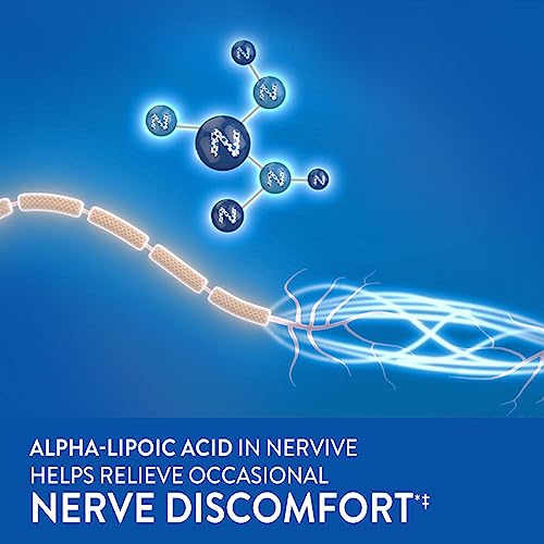 Nervive Nerve Relief, with Alpha Lipoic Acid, to Help Reduce Nerve Aches, Weakness, & Discomfort in Fingers, Hands, Toes, & Feet*, ALA, Vitamins B12, B6, & B1, Turmeric, Ginger, 30 Daily Tablets