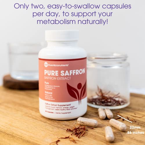 Saffron Supplements - 100% Pure Saffron Extract Capsules - Boost Energy & Mood, Support Eye & Heart Health