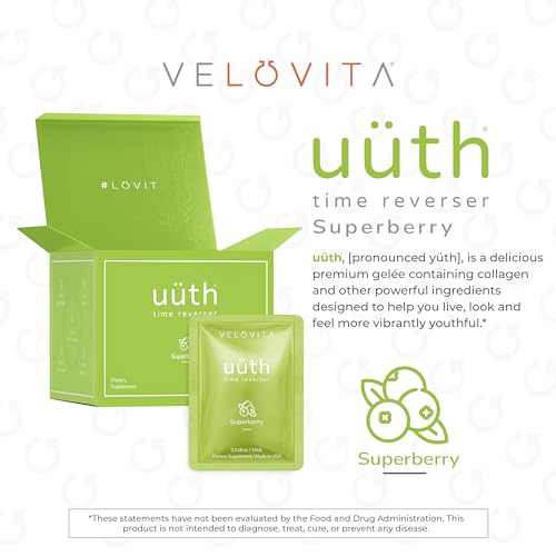 VELOVITA uüth® Time Reverser Superberry Flavor Premium Gelée Containing Collagen and Powerful Ingredients - Non GMO, Gluten Free, Keto-Friendly and Dairy Free- (25 Servings)