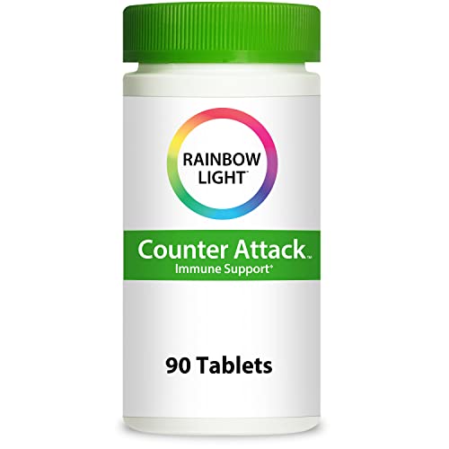 Rainbow Light Immune Support, Vitamin C & Zinc, Counter Attack, Gluten Free, Vegan, Sugar-Free, 3 Targeted Blends For Overall Immune Support, 90 Tablets