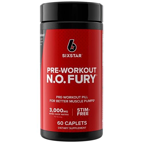 Six Star Nitric Oxide Supplement Nitric Oxide Fury Pre-Workout Pre Workout Nitric Oxide Pills for Men & Women Sports Nutrition Pre-Workout Products Nitric Oxide Pre Workout Pills, 60 Count