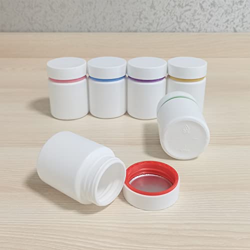 ePizdiz Colorful Empty Plastic Pill Bottle Organizer with Labels Medicine Vitamin Bottle Chemical Containers with Caps,6pcs (100ml)