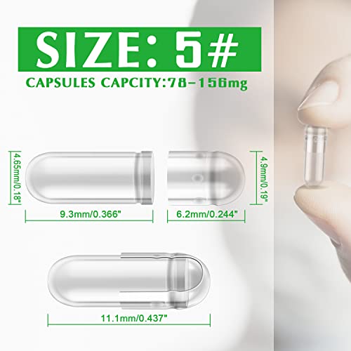 WANANFU Size 5 Empty Capsules Vegetarian (100 Count), Clear Fillable Veggie Pill Capsules Size 5 for Making Your Own Supplements