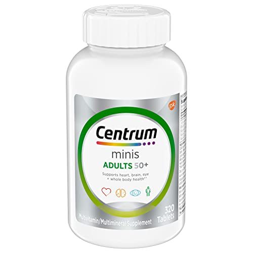 Centrum Minis Silver Multivitamin for Adults 50 Plus, Multimineral Supplement, Vitamin D3, B-Vitamins, Gluten Free, Non-GMO Ingredients, Supports Memory and Cognition in Older Adults - 320 Ct