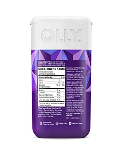 OLLY Ultra Strength Sleep Softgels, 10mg Melatonin, L-Theanine, Chamomile, Magnesium, Lemon Balm, Supports Deep Restful Sleep, Nighttime Sleep Aid, Non Habit-Forming - 60 Count