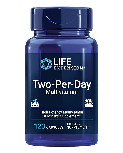 Life Extension Two-Per-Day Multivitamin, vitamins B, C, D, zinc, packed with over 25 vitamins, minerals & extracts, two-month supply, non-GMO, gluten-free, 120 capsules