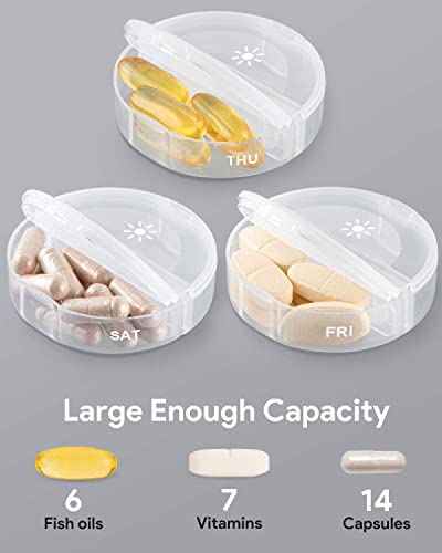 TookMag Pill Organizer 2 Times a Day, Weekly AM PM Pill Box, Large Capacity 7 Day Pill Cases for Pills/Vitamin/Fish Oil/Supplements (White)