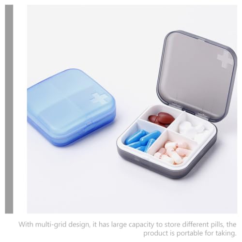 Lurrose 2 Pcs Travel Pill Organizer 4 Compartment Portable Pill Case Pill Box Medicine Vitamin Holder Container for Vitamin Fish Oil Capsule