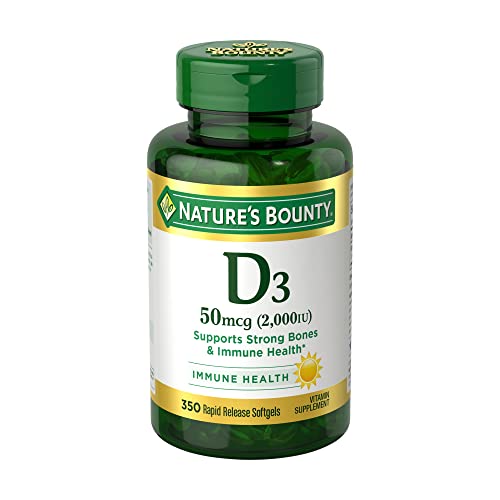 Nature's Bounty Vitamin D, Immune Support, Vitamin Supplement, 2000 IU, 50 mcg, Softgels, 350 Ct