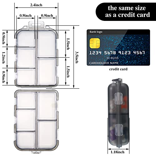 10 Grids Pill Cases Small Pill Organizer Box Weekly Travel Pill Organizer Portable Pocket Pill Case Holder Plastic Waterproof Container Box for Purse Pills Vitamin Fish Oil Daily Travel Use (8 Pieces)