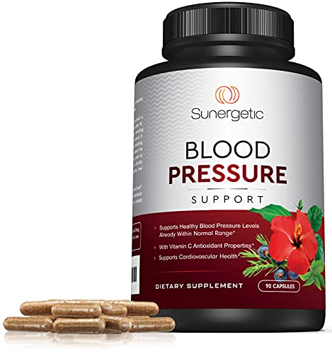 Premium Blood Pressure Support Supplement For Cardiovascular & Heart Health with Garlic, Hawthorn & Hibiscus - 90 Capsules