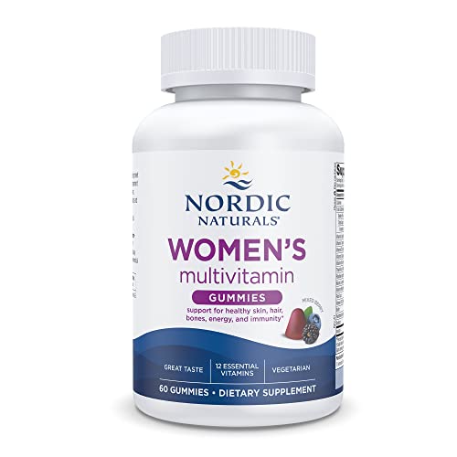 Nordic Naturals Women's Multivitamin Gummies, Mixed Berry - 60 Gummies - Support for Healthy Skin, Hair, Bones, Energy & Immunity - Non-GMO, Vegetarian - 30 Servings