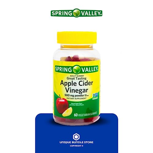 Spring Valley, Apple Cider Vinegar Gummies Non GMO Dietary Supplement, Apple Cider Vinegar 500mg Gummies, 60 Count + 7 Day Pill Organizer Included (Pack of 2)